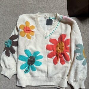 POL floral ivory sweater size small. Cozy warm.  New with tags